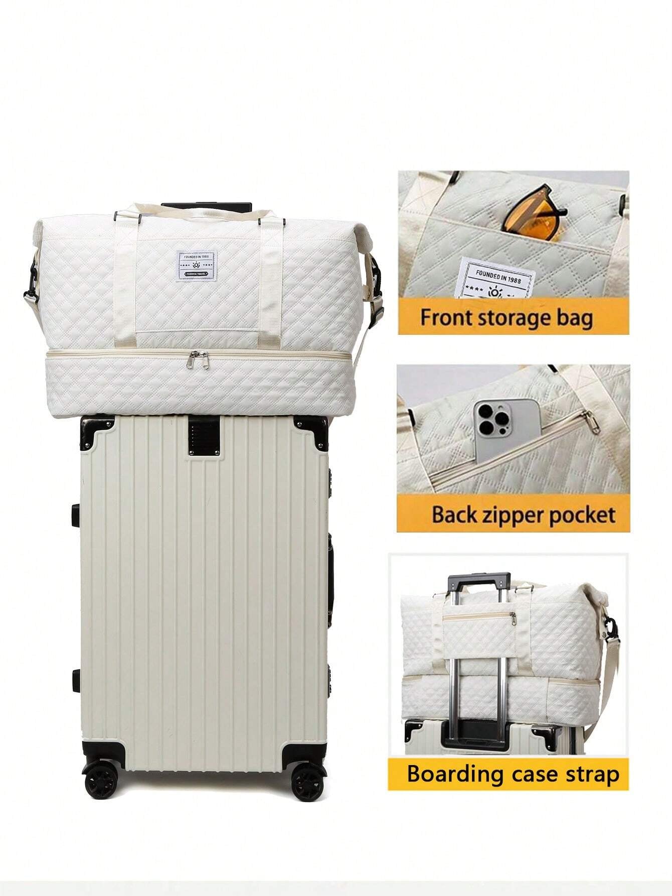 2PCS Large Capacity Travel Duffel Bag, Wet and Dry Separation Fitness Bag, Weekend Overnight Shoulder Bag, Hospital Necessary Mommy Bag, Travel Bag, Holiday Bag, Weekend Bag, Overnight Bag, with a Pull Bar Bag, with Shoe Storage, Boarding Bag, Cosmetics Storage Bag for Suitcase Gym Bag Duffle Bag for Luggage Carry on Bag College Bag Luggage Bags Weekender Bag Hospital Bag Pink Winter