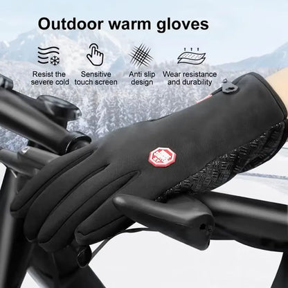 Outdoor Sports Winter Warm Gloves Touch Screen Fishing Skis anti Slip Zipper Gloves Cycling Windproof and Cold Resistant Gloves