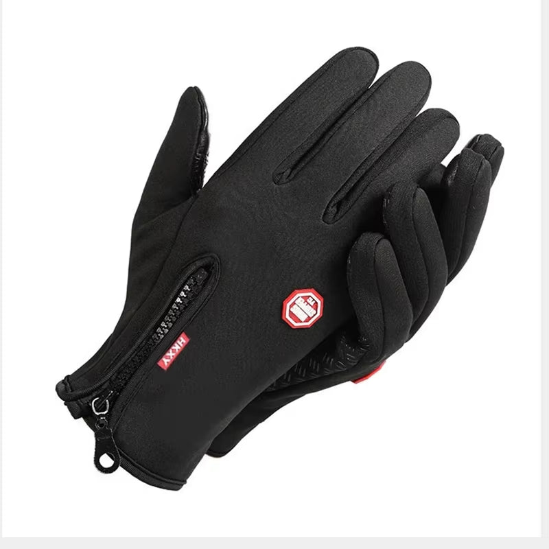Outdoor Sports Winter Warm Gloves Touch Screen Fishing Skis anti Slip Zipper Gloves Cycling Windproof and Cold Resistant Gloves