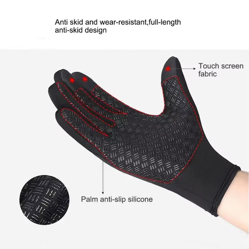 Outdoor Sports Winter Warm Gloves Touch Screen Fishing Skis anti Slip Zipper Gloves Cycling Windproof and Cold Resistant Gloves