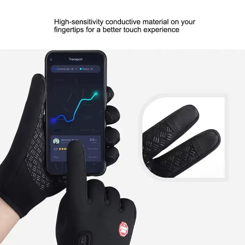 Outdoor Sports Winter Warm Gloves Touch Screen Fishing Skis anti Slip Zipper Gloves Cycling Windproof and Cold Resistant Gloves
