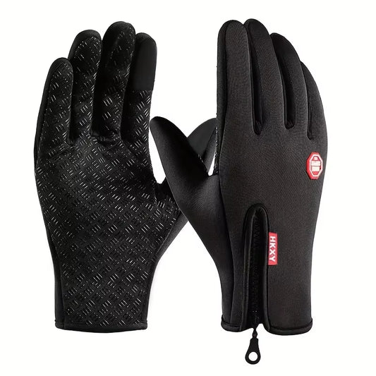 Outdoor Sports Winter Warm Gloves Touch Screen Fishing Skis anti Slip Zipper Gloves Cycling Windproof and Cold Resistant Gloves